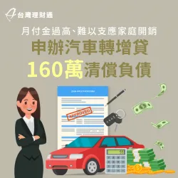 貸款、卡債月繳高達8萬元!案例當事人該如何擺脫債務重擔?快來查看案例詳情吧! 汽車轉增貸案例-汽車貸款推薦